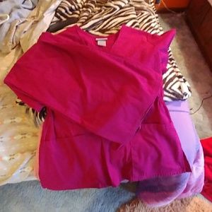 Like New! Hot Pink Scrubs! Shirt and Pants Set!
